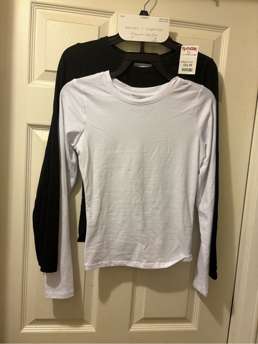 better/together Women's Long Sleeve Crewneck Tee - Black & White (2-Pack)